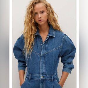 Mango Women's Blue Denim Jumpsuit